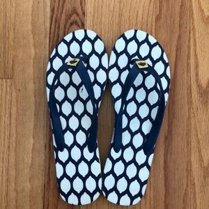 KATE SPADE FLIP FLOPS / Size 9/10, French Navy and white
